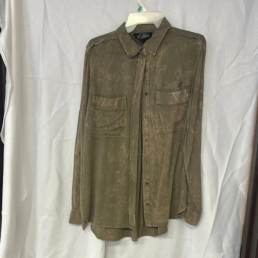 Sweet Wanderer Olive Button Down Shirt
